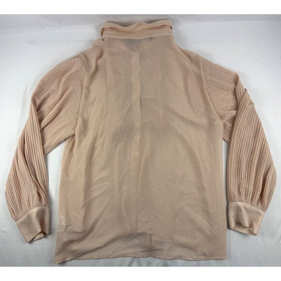 NWT Zara Nude Flowing Ruffle Blouse with Pleated sleeves Size XL 3564/069 - Picture 3 of 7